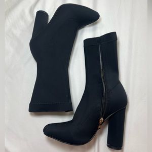 Miss Lola Black Bootie Heels